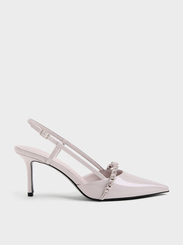 Patent Crystal Slingback Pumps, Lilac, hi-res